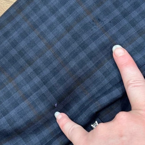 Men's Ted Baker Endurance 100% Wool Plaid Blazer‎ Sport Coat Navy 42R READ - Picture 7 of 13